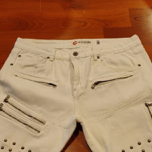 White Studded Men's Pants - Picture 3 of 6